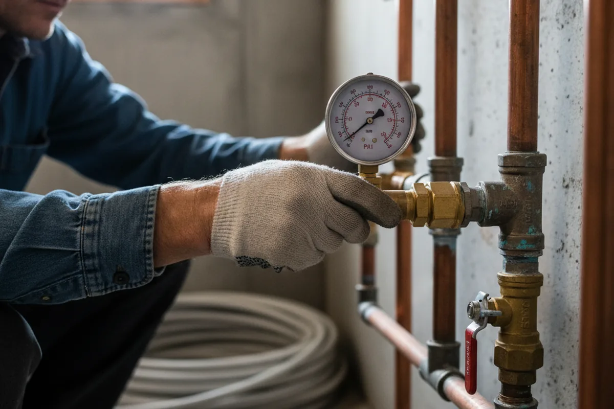 Pressure testing a repaired line during Water Line Repair in Tallapoosa